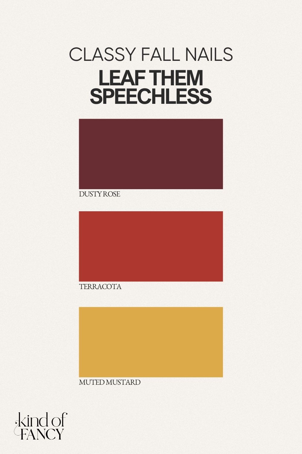 classy autumn nails color palette featuring terracotta, muted mustard, and dusty rose earthy tones for luxe fall manicures.