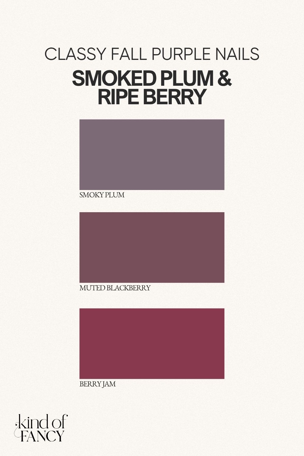 A classy fall nails color palette of quiet luxury purples and muted plums.