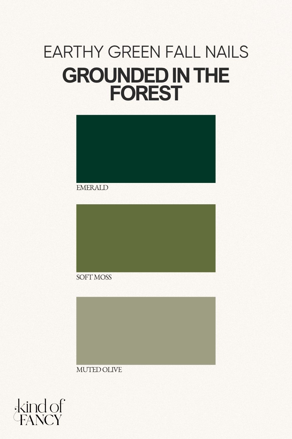 Forest green and muted olive classy autumn nails- earthy green color palette for fall nails