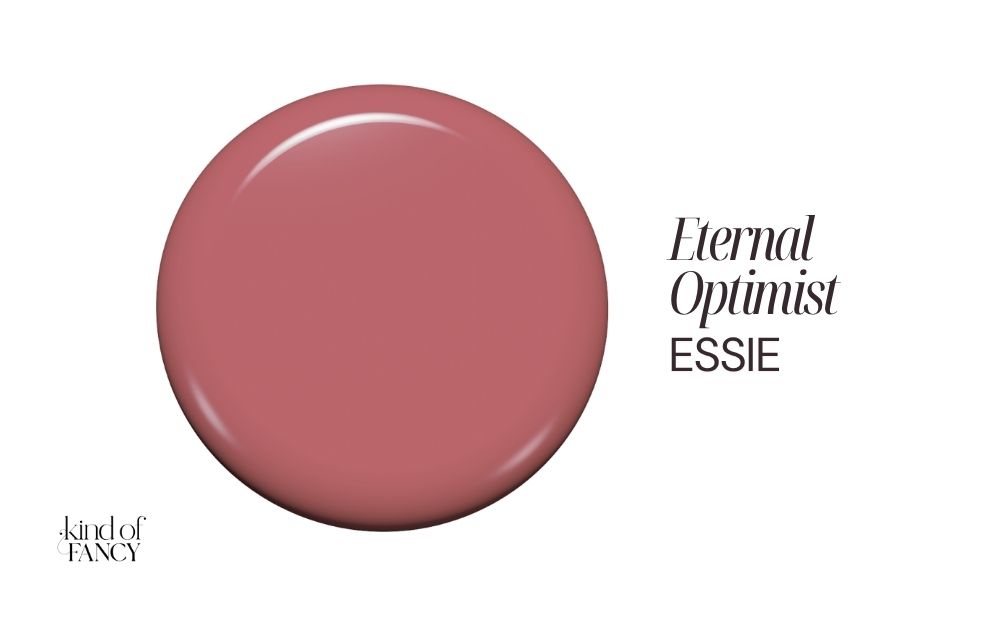 Essie Eternal Optimist nail polish swatch, a warm dusty rose with a soft, muted finish.