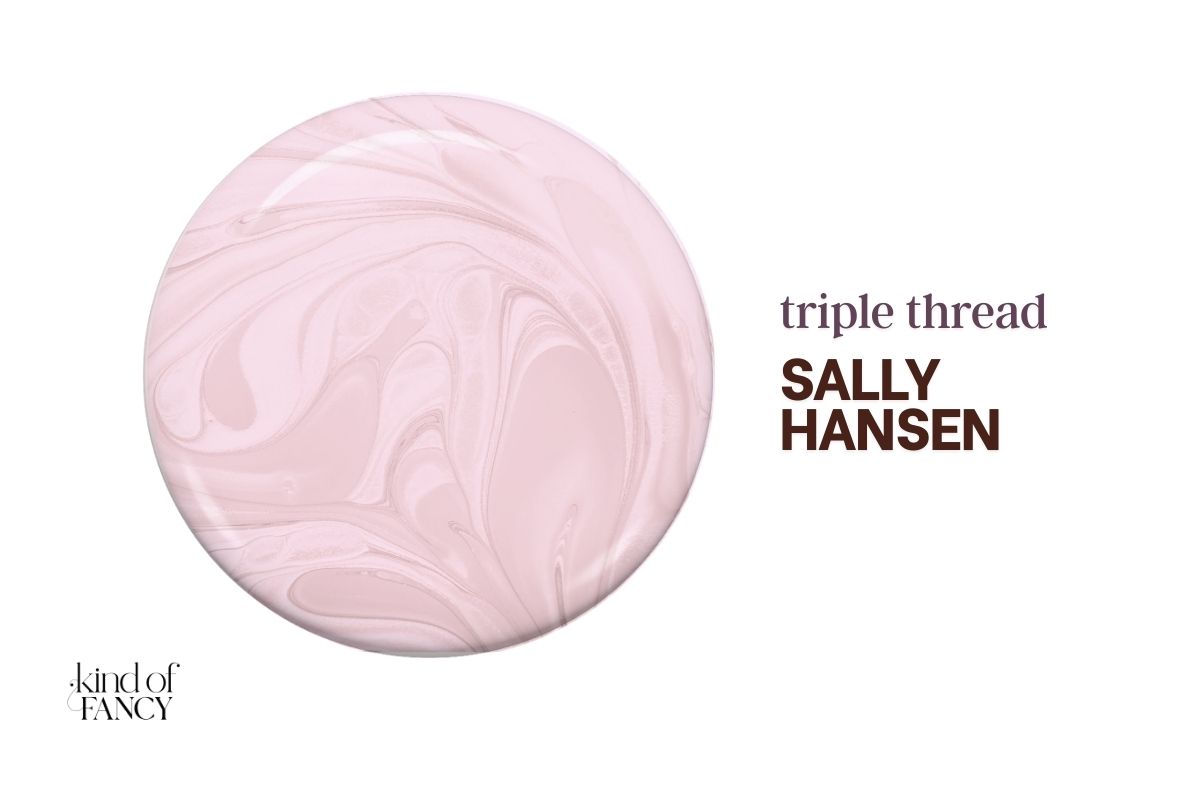 Sally Hansen Insta-Dri Triple Thread sheer pearly pink nail polish swatch, light-reflective luxe finish for soft natural nails