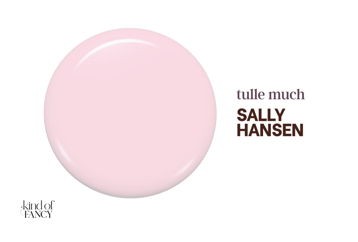Sally Hansen Color Therapy Tulle Much soft rosy pink nail polish swatch, sheer everyday pink with a clean finish for natural nails