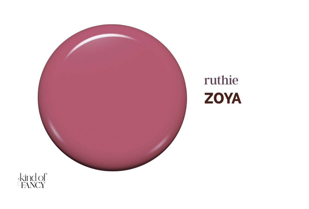 Zoya Ruthie deep rose pink nail polish swatch, rich romantic pink with depth for elegant winter and Valentine nail looks