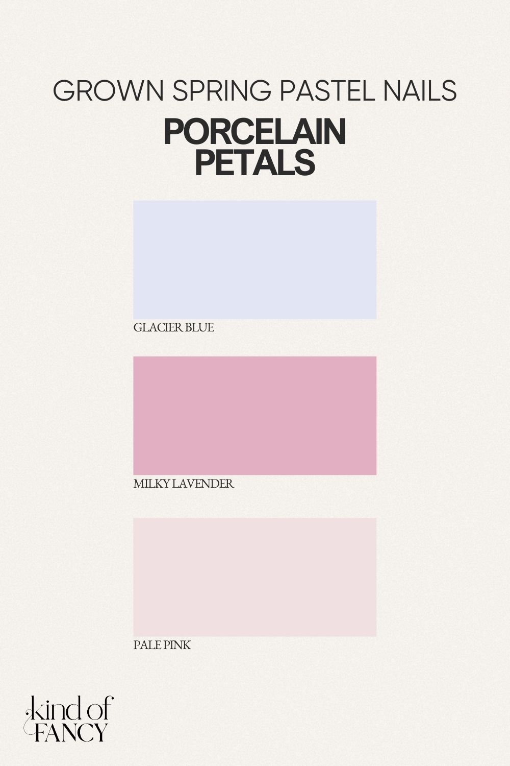 Subtle and soft pastel nail polish palette with sophisticated hues for grown women