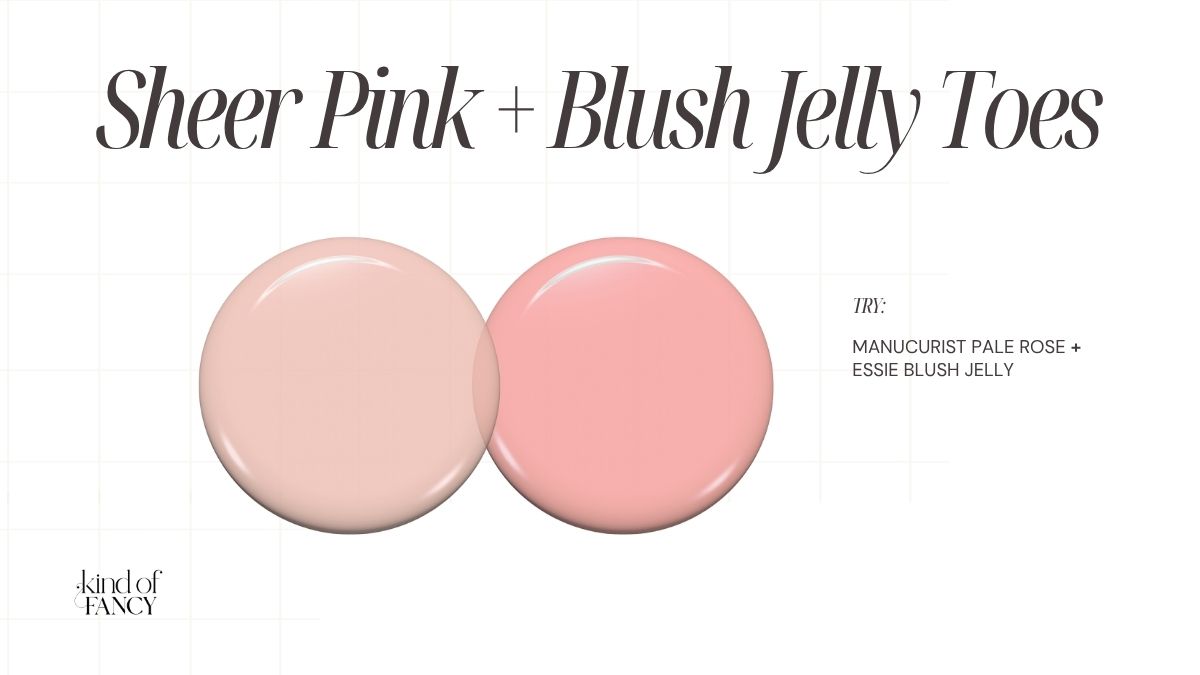 best summer mani pedi color combos- swatches of summer nail combo: Manucurist Pale Rose and essie Blush Jelly.